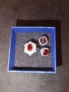 Ruby Red Jewelry Set – Ring Size 7 + Matching Earrings ❤️